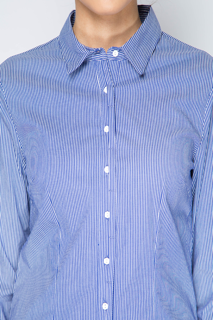 Фото товара 8296, женская рубашка в синюю полоску