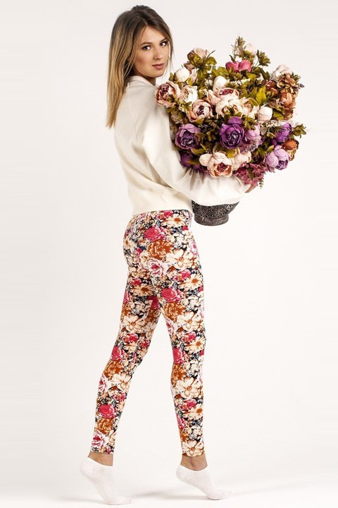 Фото товара 8597, мягкие легинсы с принтом цветы